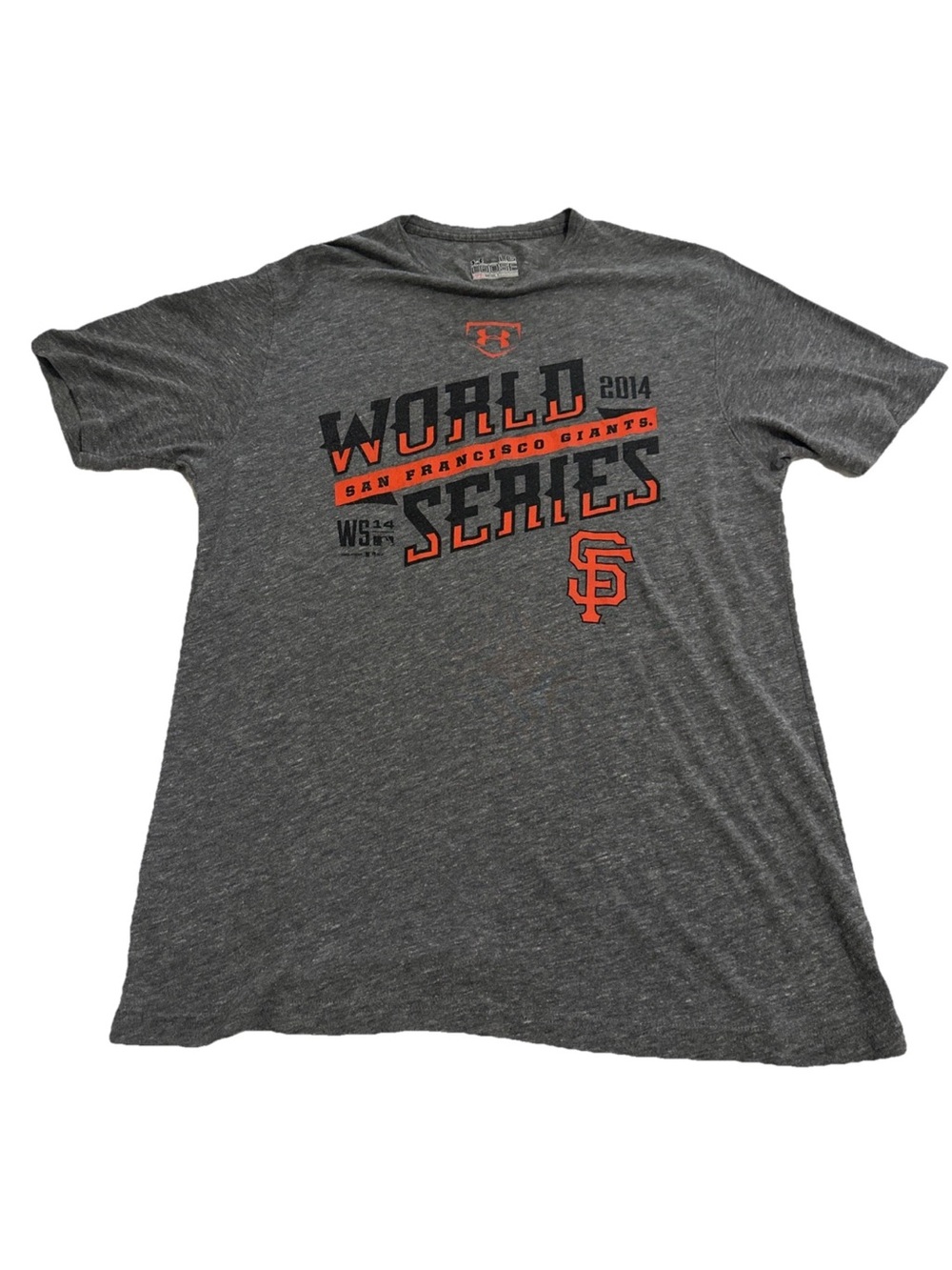SF Giants Shirt Mens L Gray  2014 World Series Champions Under Armour